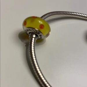 Pandora Yellow Bead w/ Orange Polka Dots